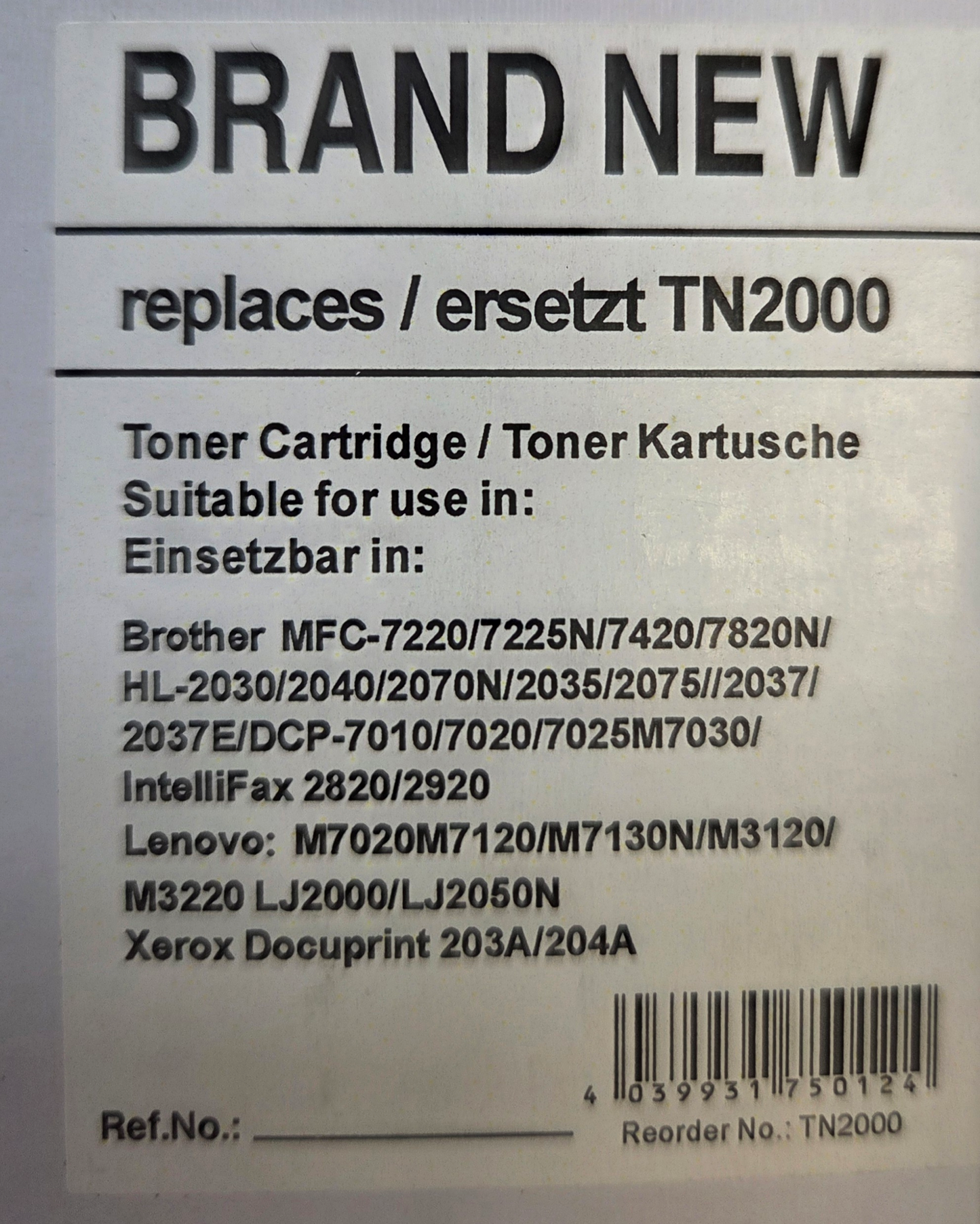 Kompatibel Fax-Toner für Brother TN2000 ( 20260084 )