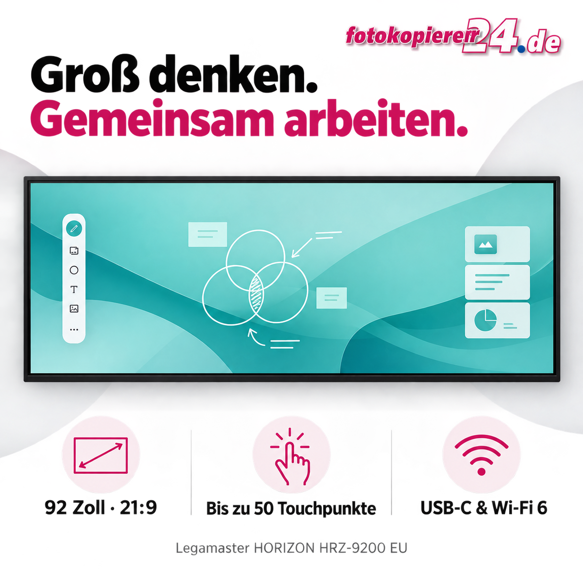 Legamaster HORIZON HRZ-9200 EU – 92″ Touchdisplay im 21:9-Ultrabreitformat