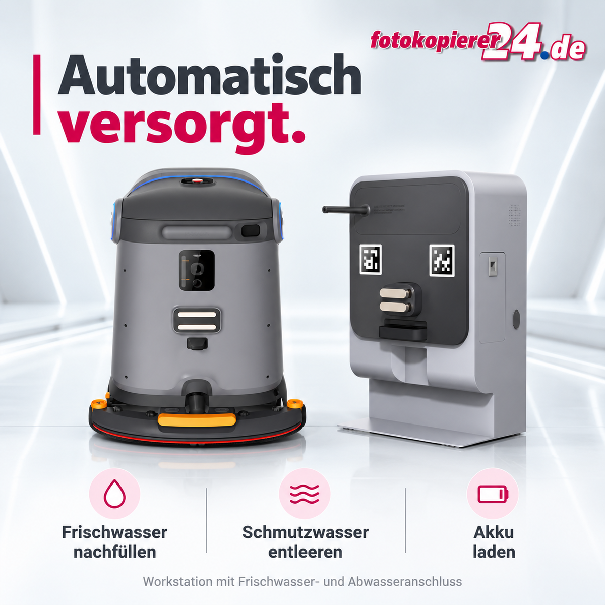KEENON KLEENBOT C40 inkl. Workstation – Reinigungsroboter mit automatischer Wasserver- und -entsorgung