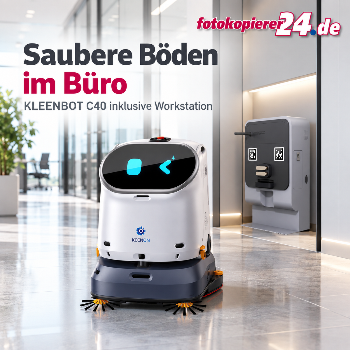 KEENON KLEENBOT C40 inkl. Workstation – Reinigungsroboter mit automatischer Wasserver- und -entsorgung