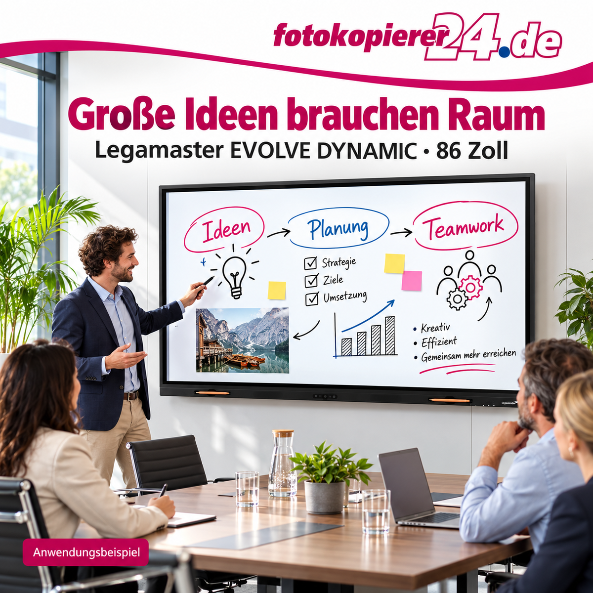 Legamaster EVOLVE DYNAMIC EVD-8600 EU – 86-Zoll-Touchdisplay mit 4K UHD und Android 14