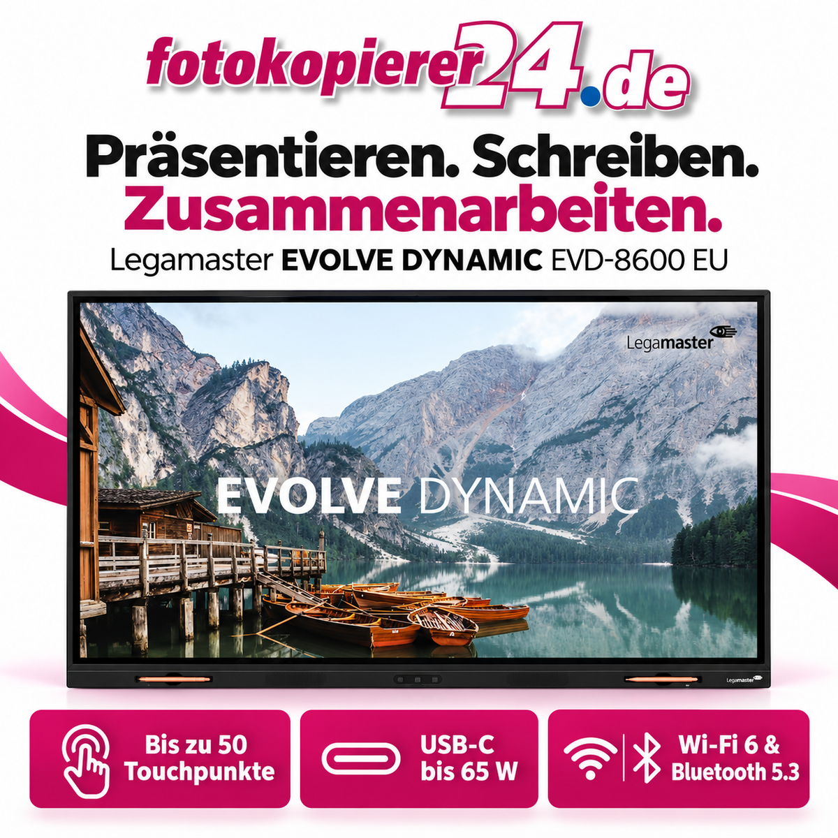 Legamaster EVOLVE DYNAMIC EVD-8600 EU – 86-Zoll-Touchdisplay mit 4K UHD und Android 14