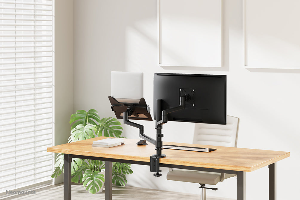 Neomounts DS20-425BL2 Monitorarm mit Laptop-Halterung 17-27" - platzsparend