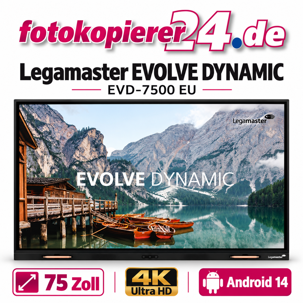 Legamaster EVOLVE DYNAMIC EVD-7500 EU – 75-Zoll-Touchdisplay mit 4K UHD und Android 14