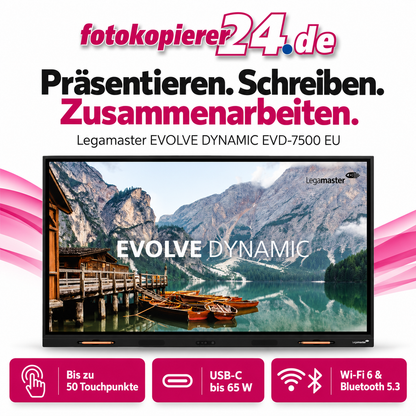 Legamaster EVOLVE DYNAMIC EVD-7500 EU – 75-Zoll-Touchdisplay mit 4K UHD und Android 14