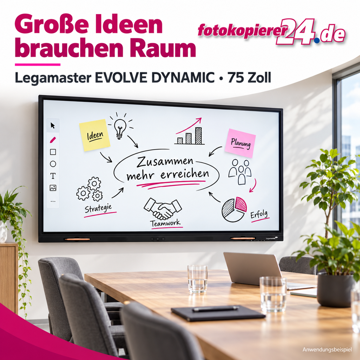 Legamaster EVOLVE DYNAMIC EVD-7500 EU – 75-Zoll-Touchdisplay mit 4K UHD und Android 14