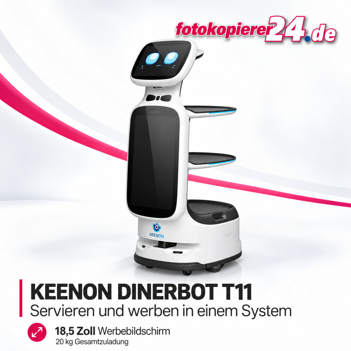 KEENON DINERBOT T11 Serviceroboter mit 18,5-Zoll-Werbebildschirm