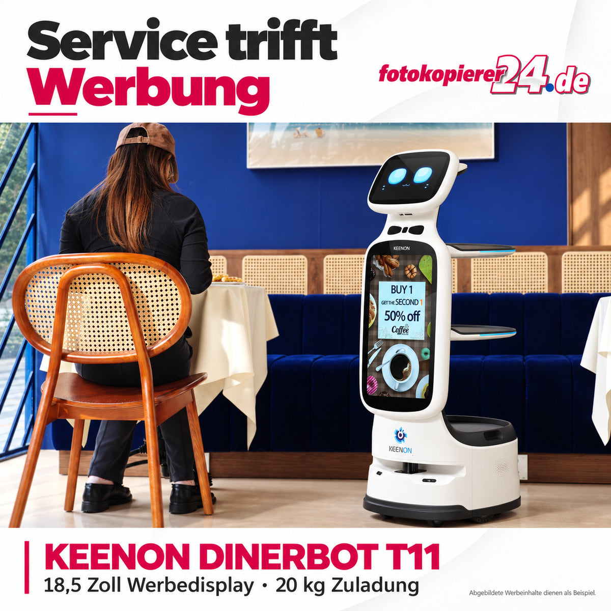 KEENON DINERBOT T11 Serviceroboter mit 18,5-Zoll-Werbebildschirm